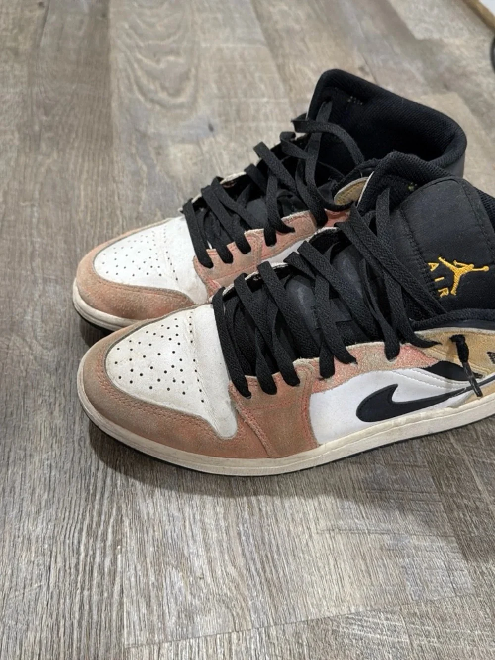 Jordan Mid-Top Sneakers in White, Black & Brown Suede men’s size 8